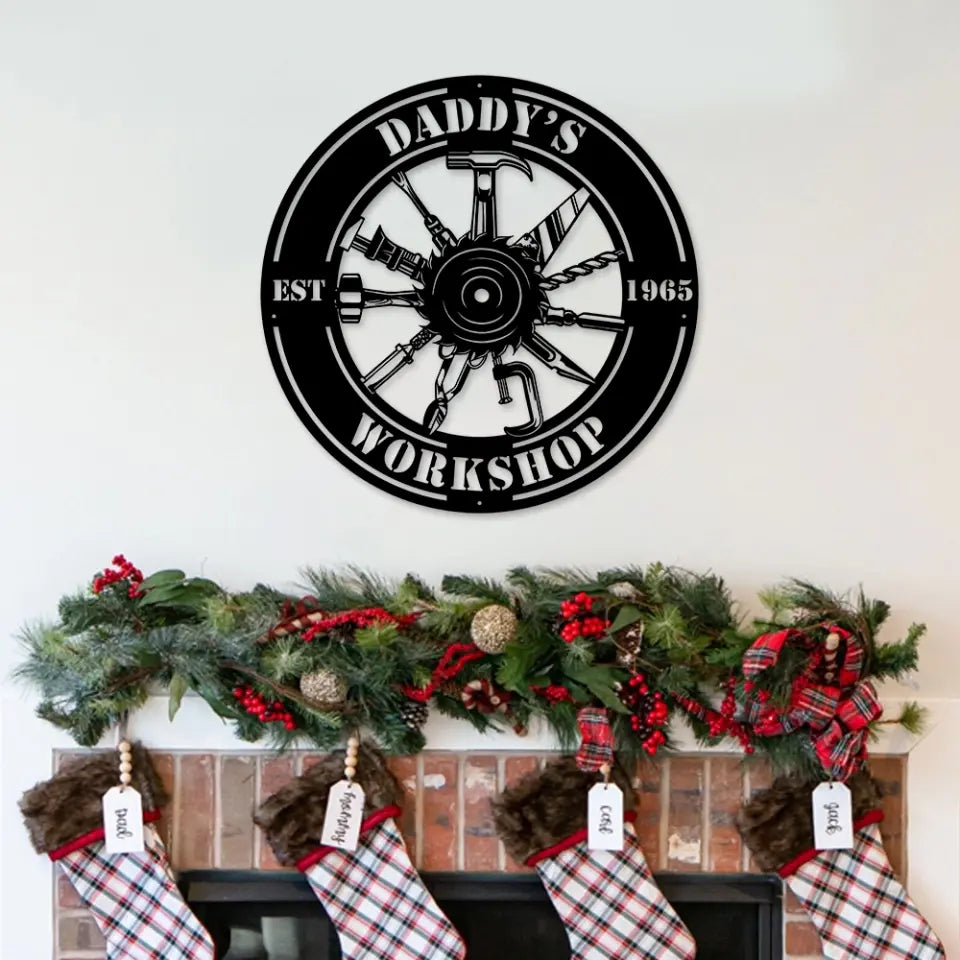 Master of the Garage, Custom Metal Workshop Sign, Personalized Name & Year, Cut Metal Sign for Men