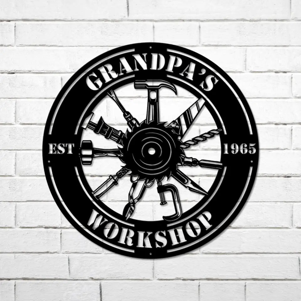 Master of the Garage, Custom Metal Workshop Sign, Personalized Name & Year, Cut Metal Sign for Men