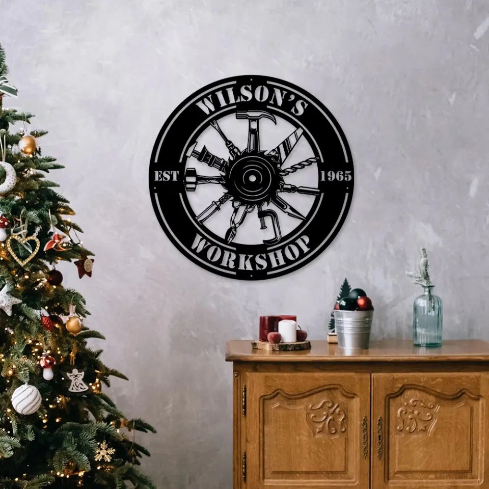 Master of the Garage, Custom Metal Workshop Sign, Personalized Name & Year, Cut Metal Sign for Men