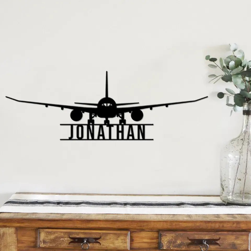 Custom Name Airplane Cut Metal Signs