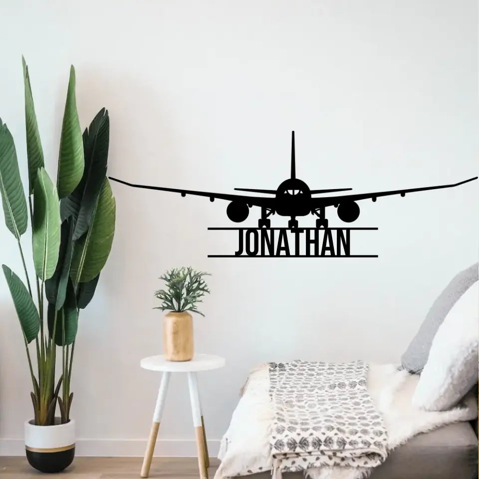 Custom Name Airplane Cut Metal Signs