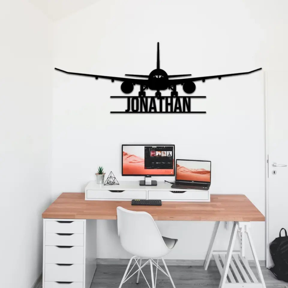 Custom Name Airplane Cut Metal Signs