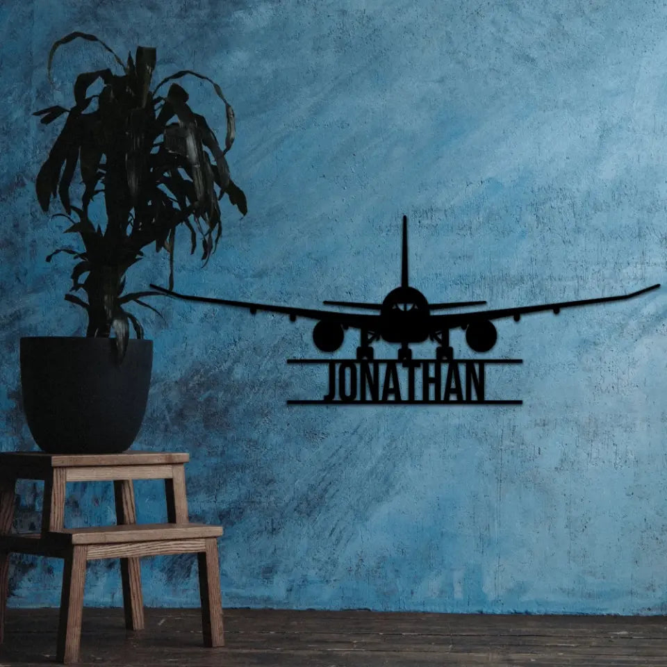 Custom Name Airplane Cut Metal Signs