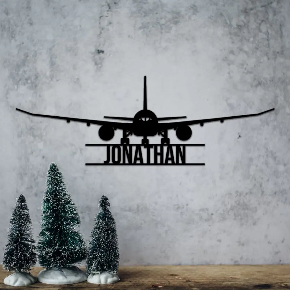 Custom Name Airplane Cut Metal Signs