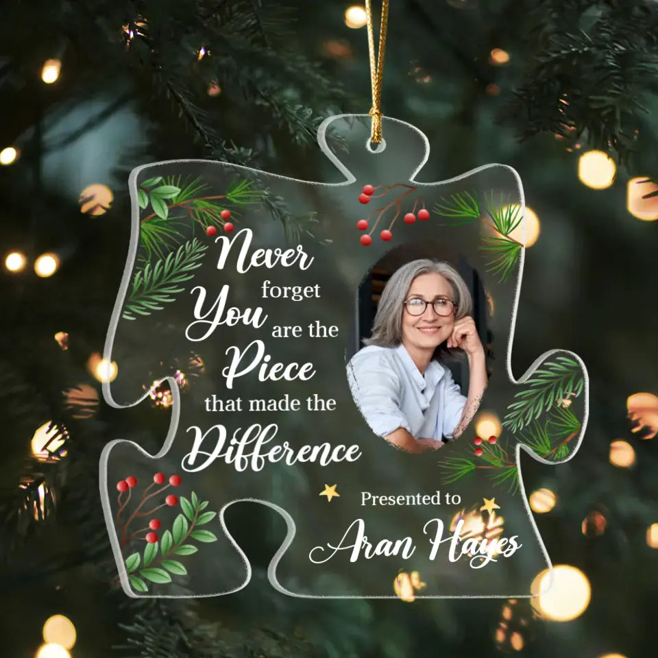 Never Forget You Are Piece, Puzzle Shape Acrylic Ornament, Thank You Gift, Retirement Gift | 311IHPBNOR1226