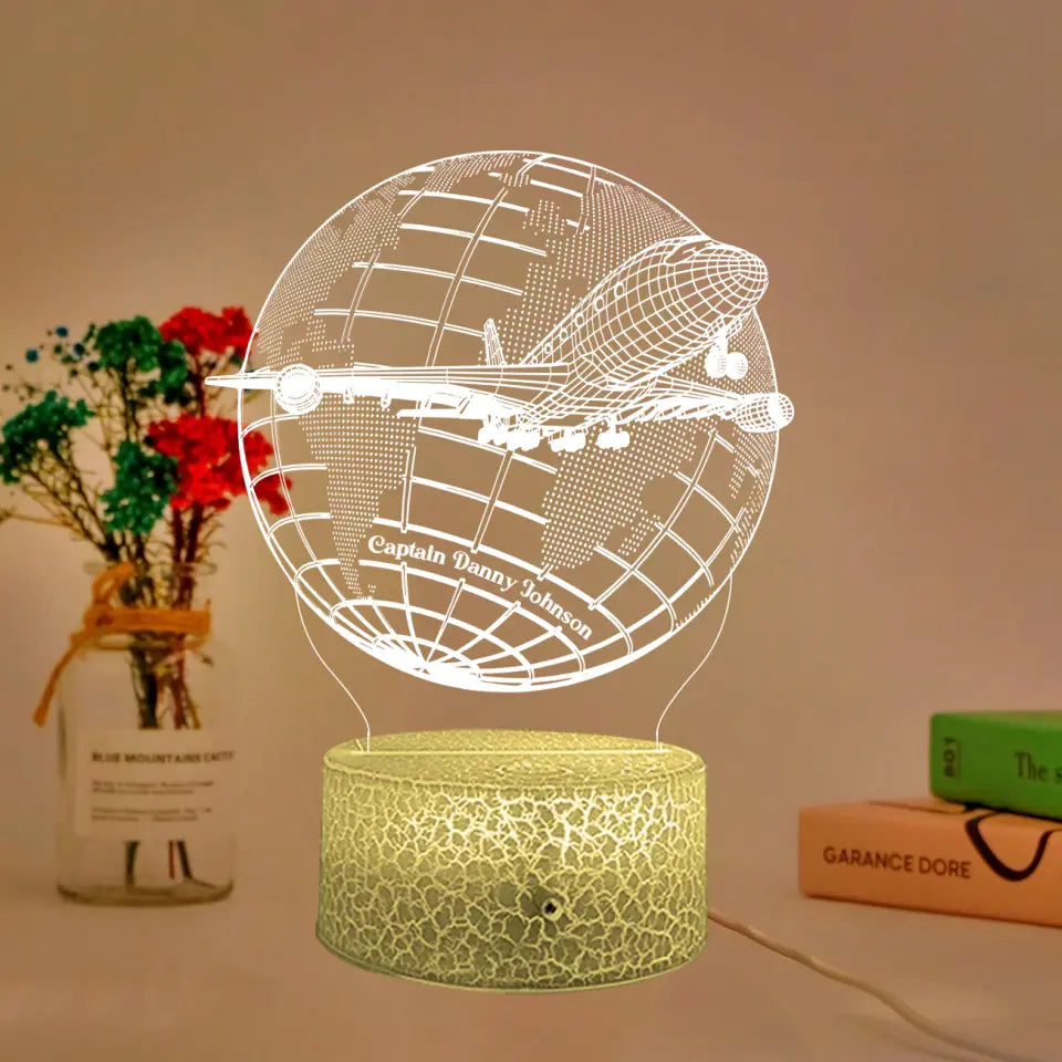 3D Passenger Airplane, Travel Plane - 3D illusion Lamp