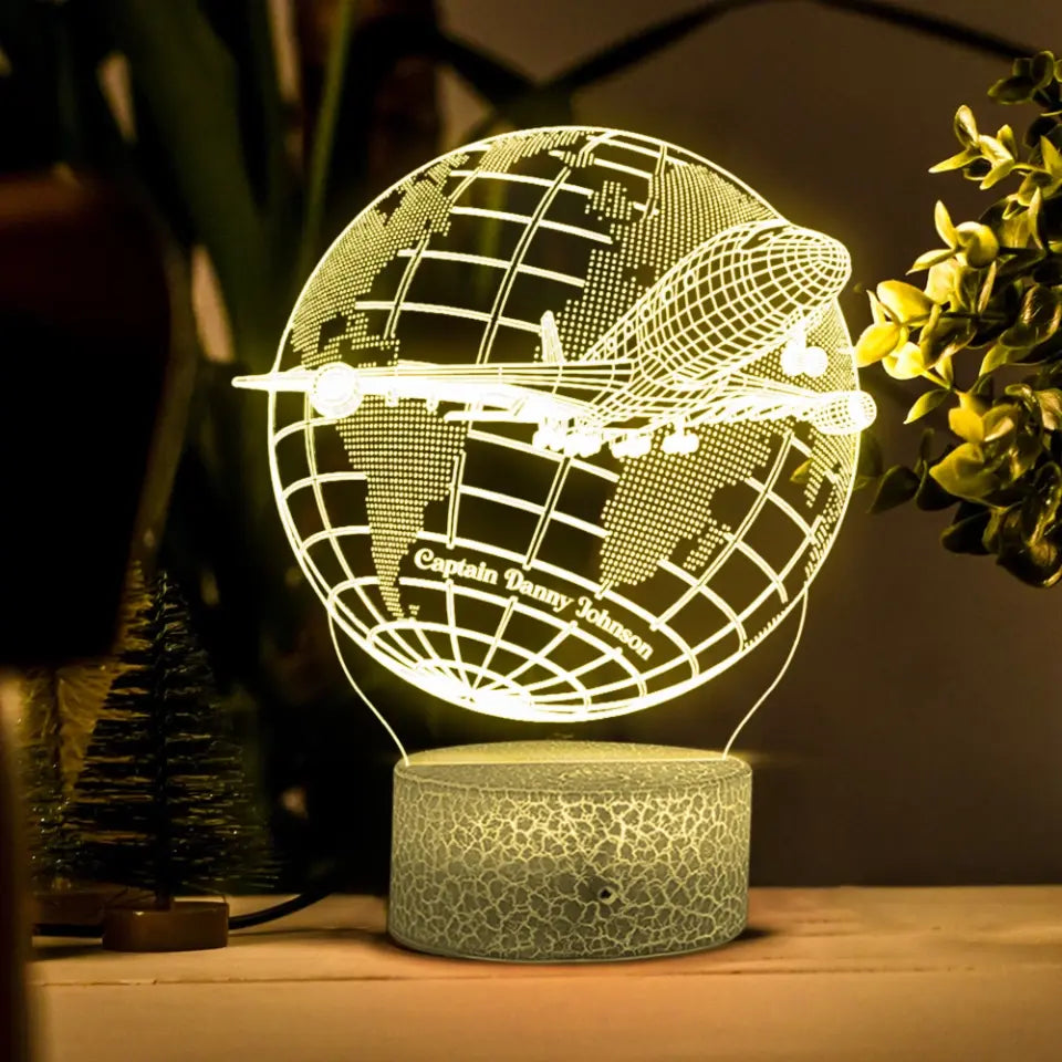 3D Passenger Airplane, Travel Plane - 3D illusion Lamp