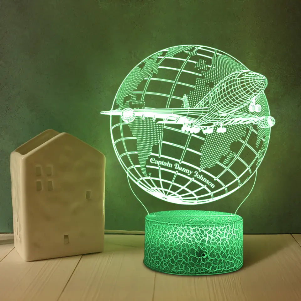 3D Passenger Airplane, Travel Plane - 3D illusion Lamp