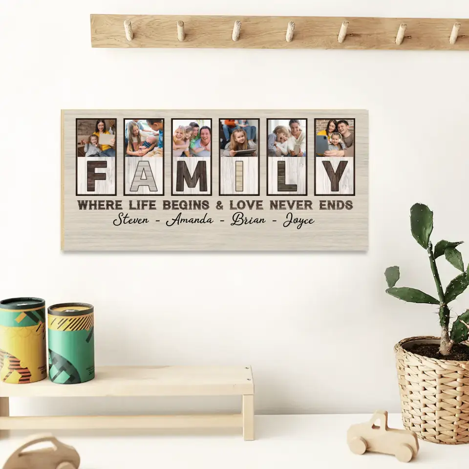 Family Where Life Begins And Love Never Ends, Wooden Key Holder Hanger, Best Gifts for Family | 210IHPNPKH449