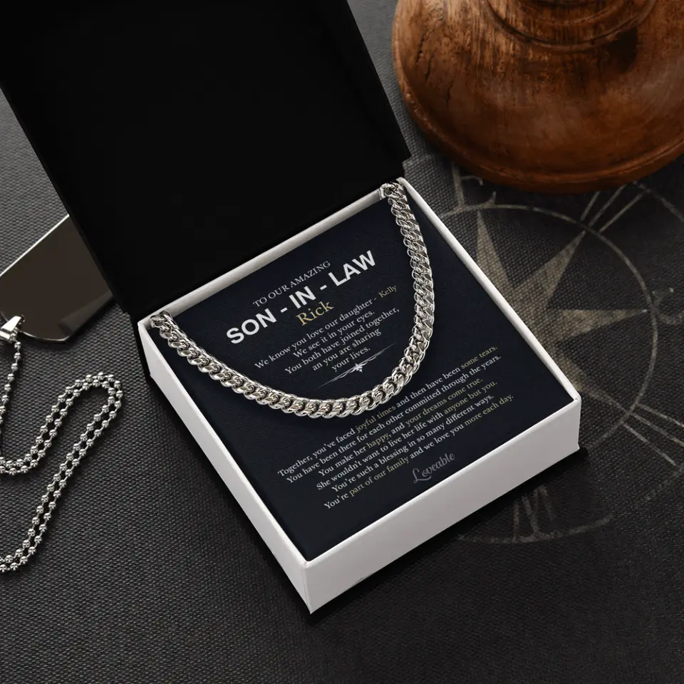 To Our Amazing Son-in-law - Personalized Cuban Link Chain - Gift For Son-in-law