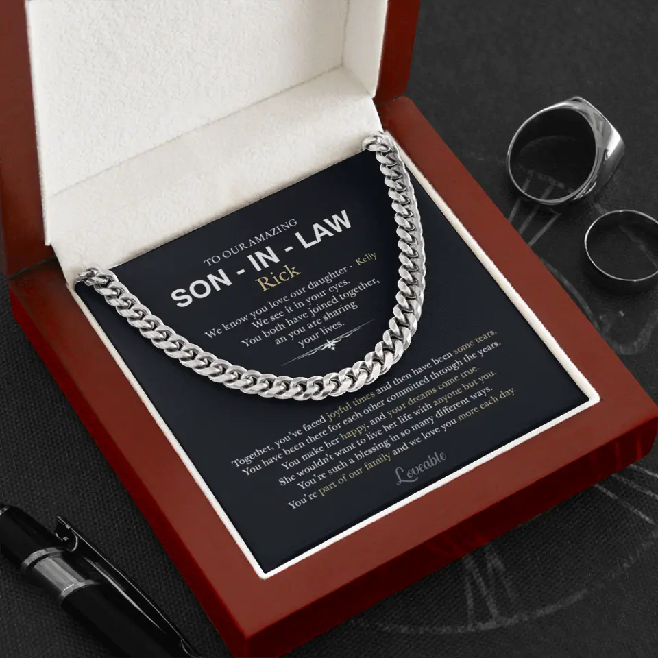 To Our Amazing Son-in-law - Personalized Cuban Link Chain - Gift For Son-in-law