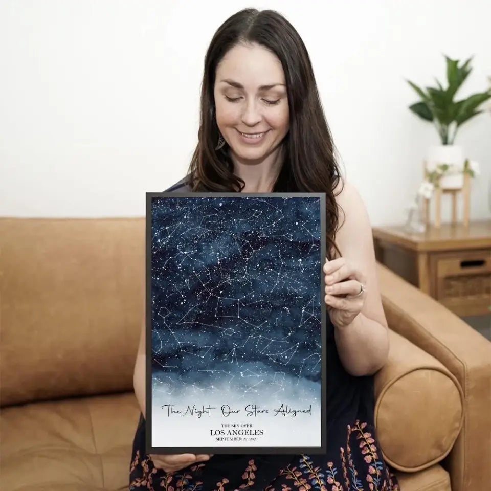 The Night Our Stars Aligned Custom Star Map Canvas Poster Anniversary Gift For Couples