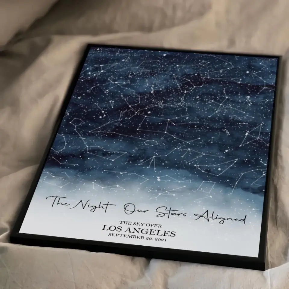 The Night Our Stars Aligned Custom Star Map Canvas Poster Anniversary Gift For Couples