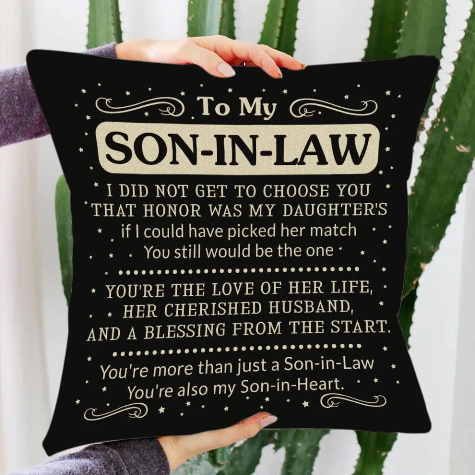 To My Son In Law You're Also My Son In Heart Custom Pillow Christmas Gift