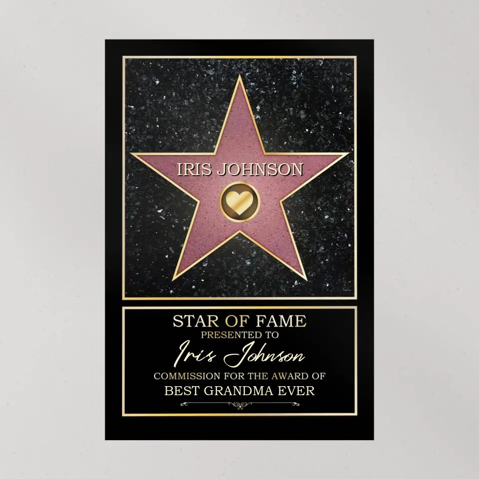 Star Of Fame Presented To - Personalized Canvas/Poster Wall Art - Gift For Theatre, Movie Lovers