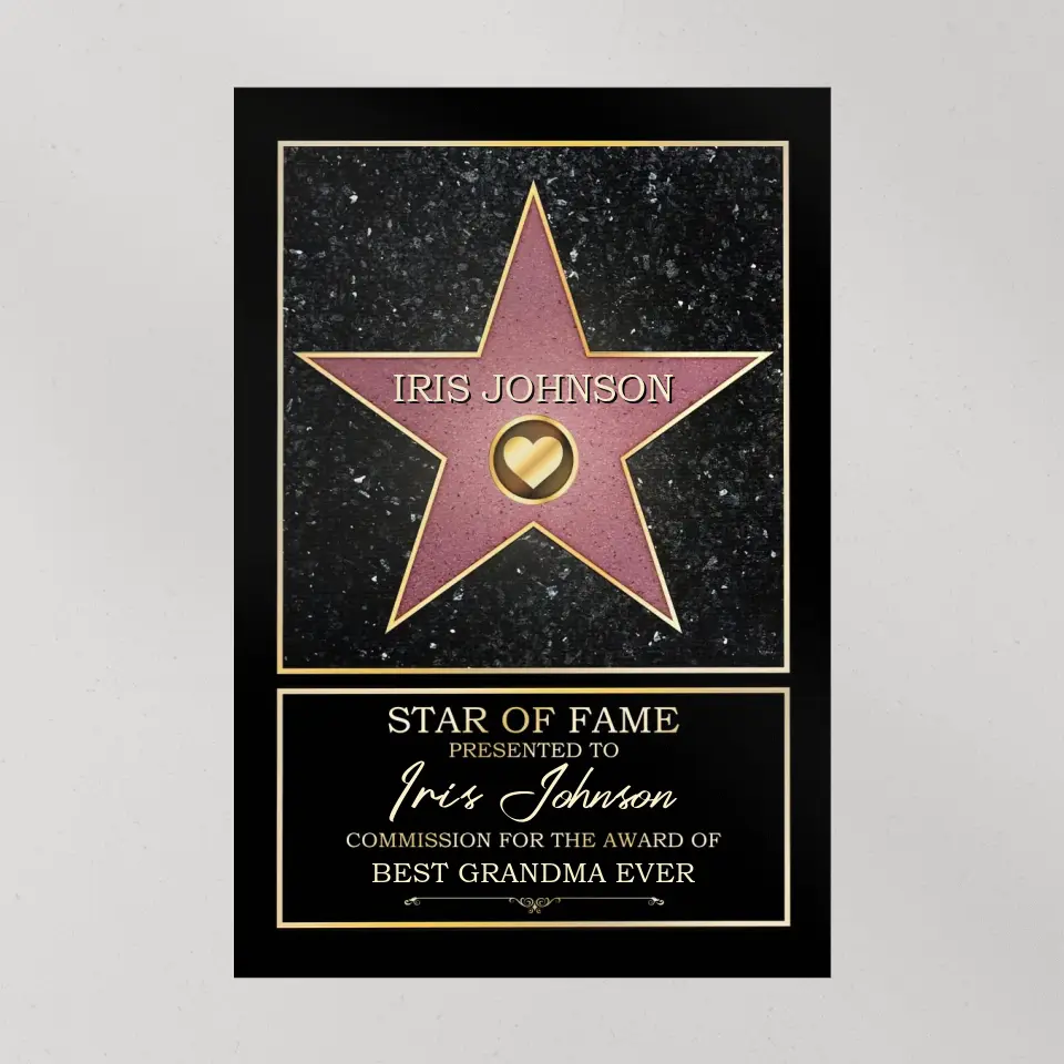 Star Of Fame Presented To - Personalized Canvas/Poster Wall Art - Gift For Theatre, Movie Lovers