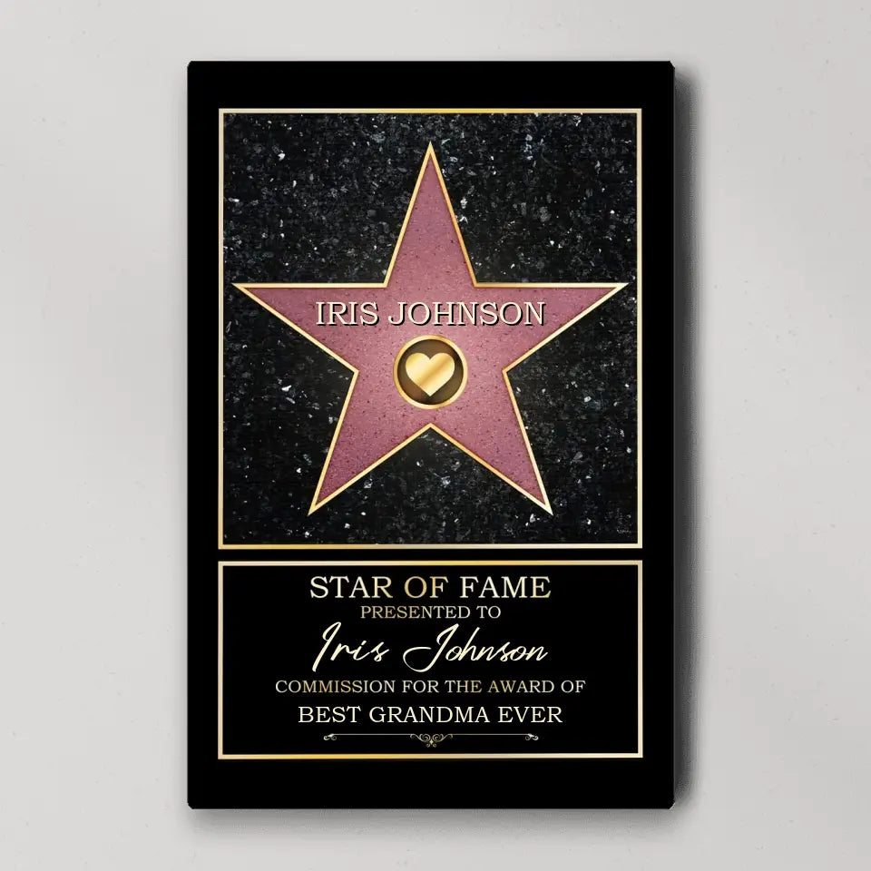 Star Of Fame Presented To - Personalized Canvas/Poster Wall Art - Gift For Theatre, Movie Lovers