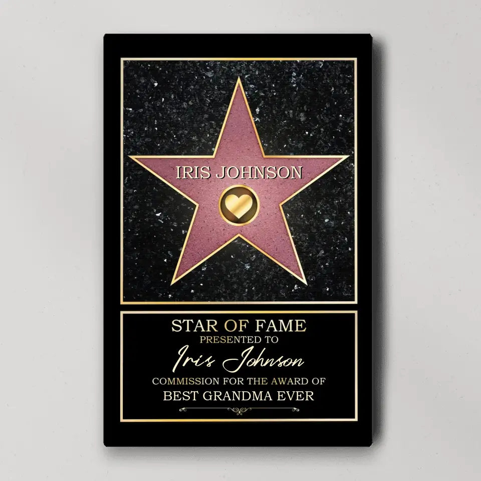 Star Of Fame Presented To - Personalized Canvas/Poster Wall Art - Gift For Theatre, Movie Lovers