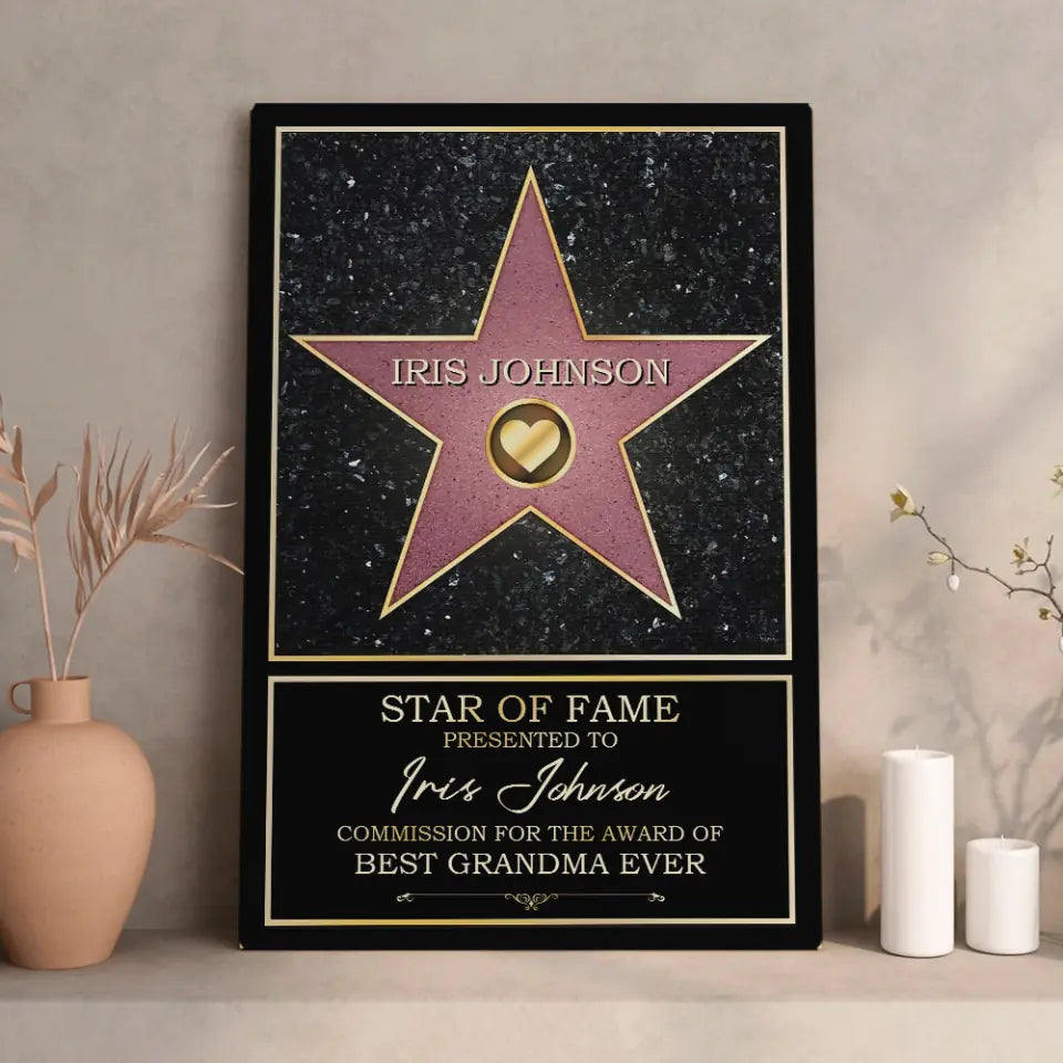 Star Of Fame Presented To - Personalized Canvas/Poster Wall Art - Gift For Theatre, Movie Lovers