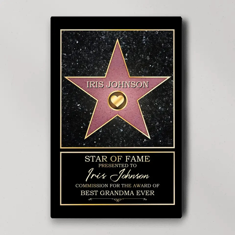Star Of Fame Presented To - Personalized Canvas/Poster Wall Art - Gift For Theatre, Movie Lovers