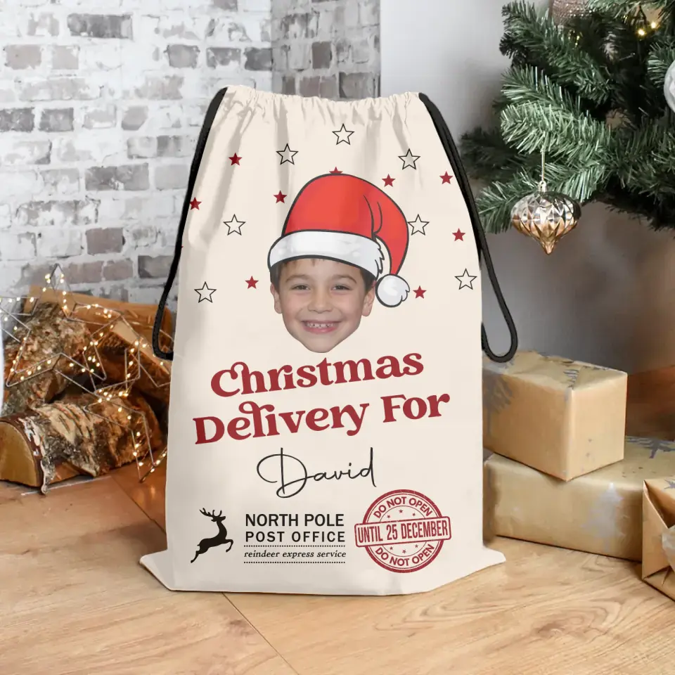 Delivery Face Photo Family Christmas - Personalized Bag Sack