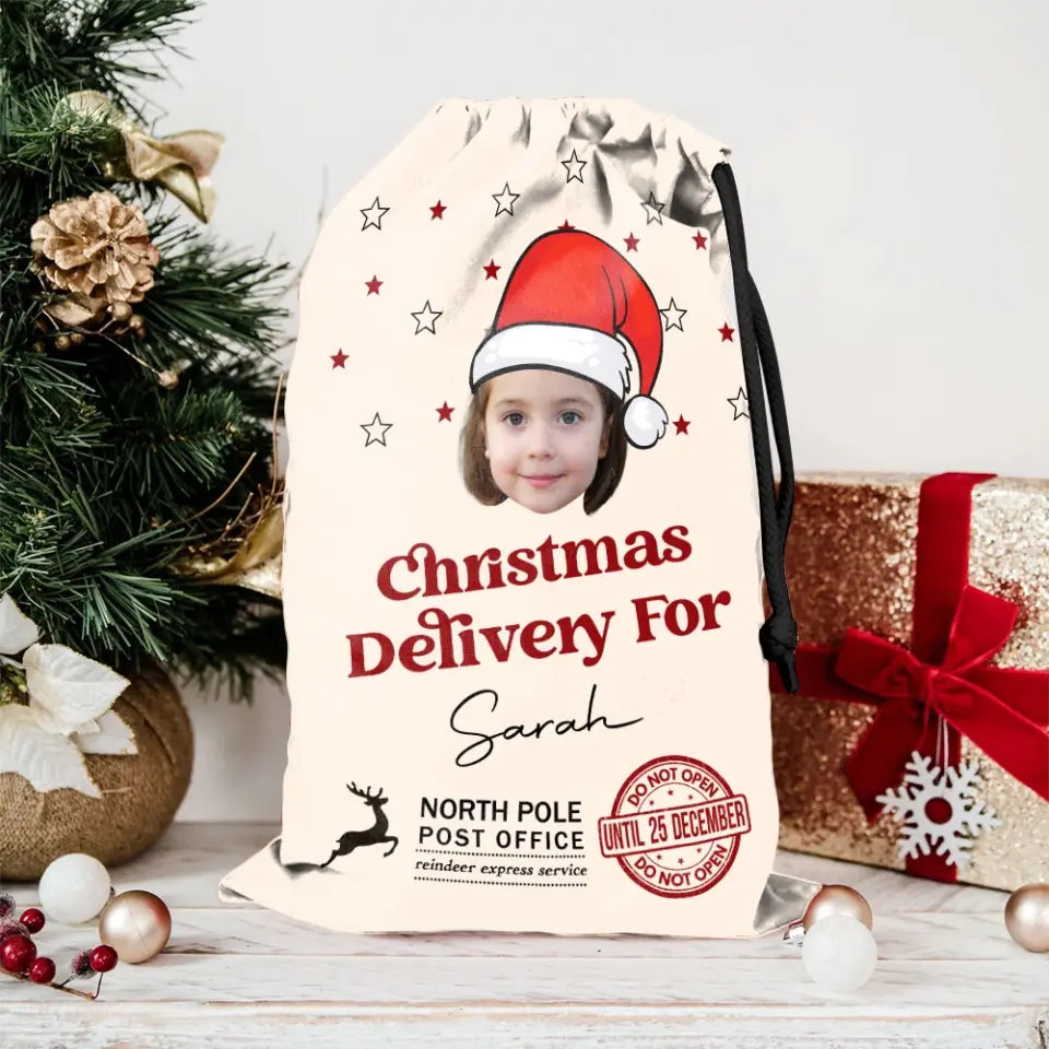 Delivery Face Photo Family Christmas - Personalized Bag Sack