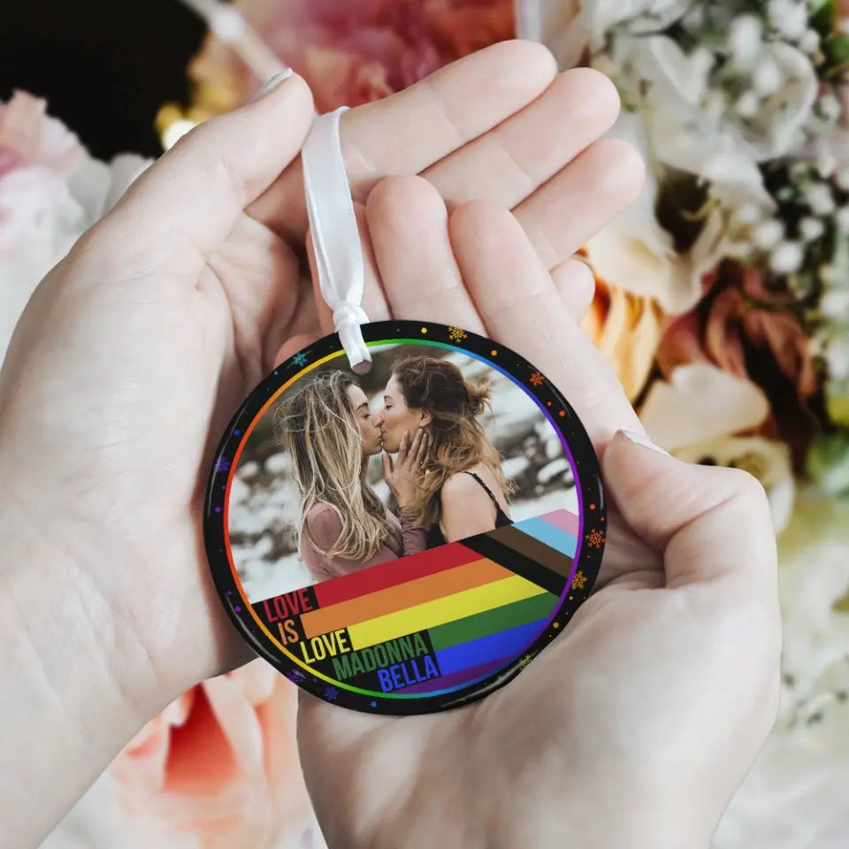 Love Is Love Custom Ornament LGBT Pride Gifts For Couple