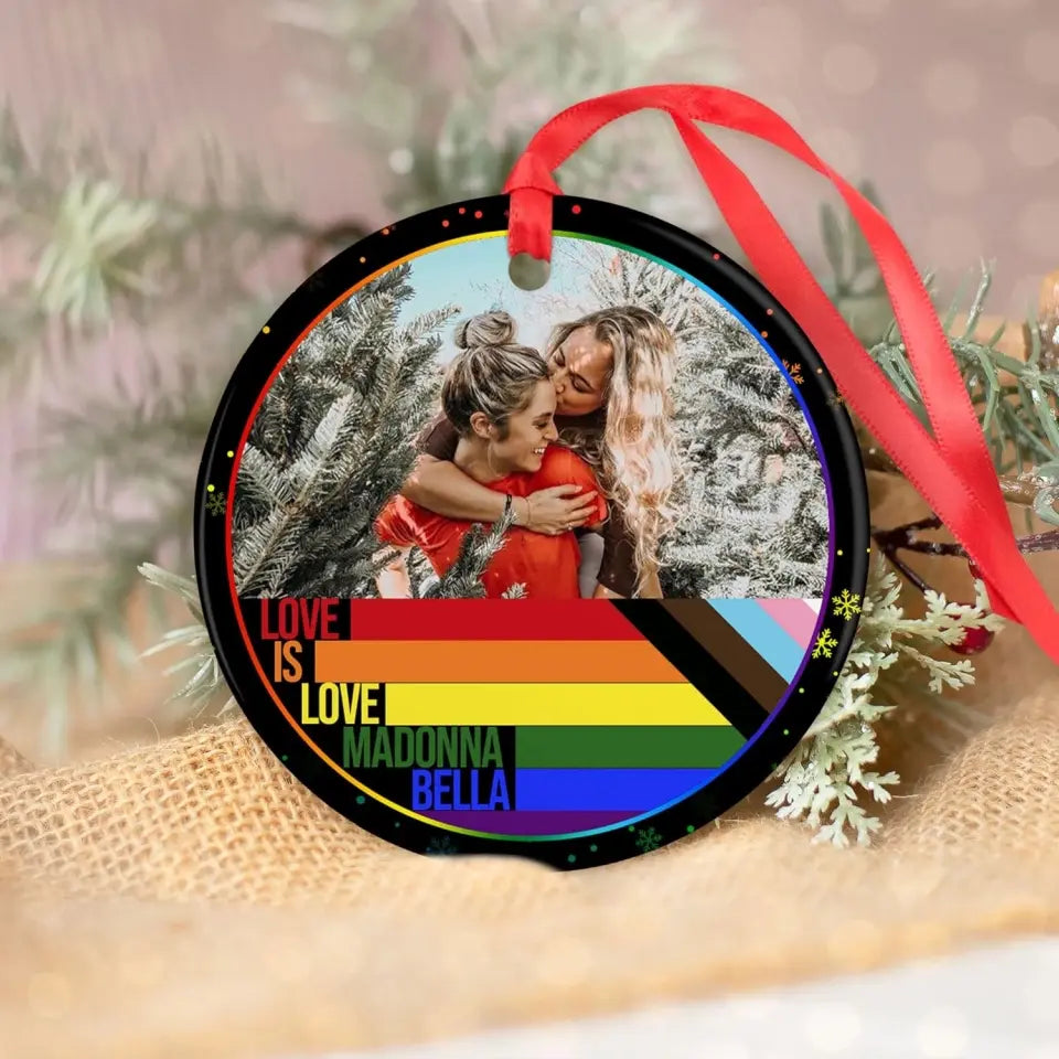 Love Is Love Custom Ornament LGBT Pride Gifts For Couple