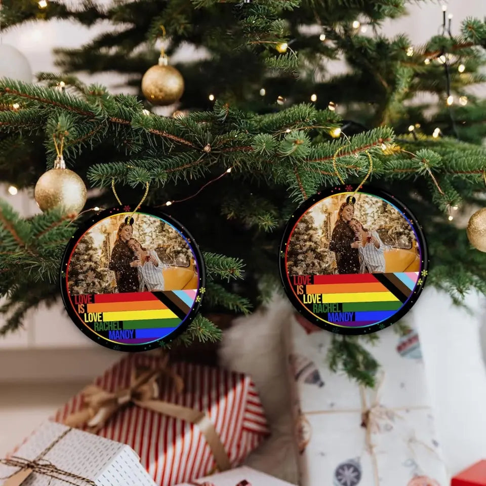 Love Is Love Custom Ornament LGBT Pride Gifts For Couple