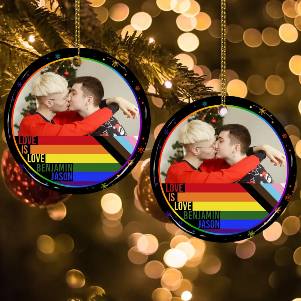 Love Is Love Custom Ornament LGBT Pride Gifts For Couple