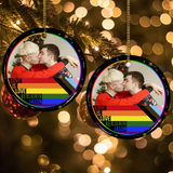 Love Is Love, LGBT Pride, Personalized Circle Ceramic Ornament, Gift For LGBT Couple | 311IHPBNOR1223