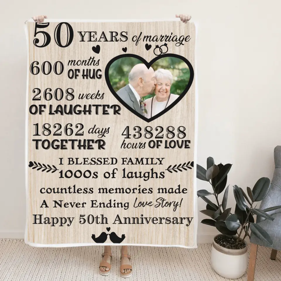 50 Years Anniversary - Personalized Blanket - Best 50th Anniversary Gifts - 208IHPTHBL005