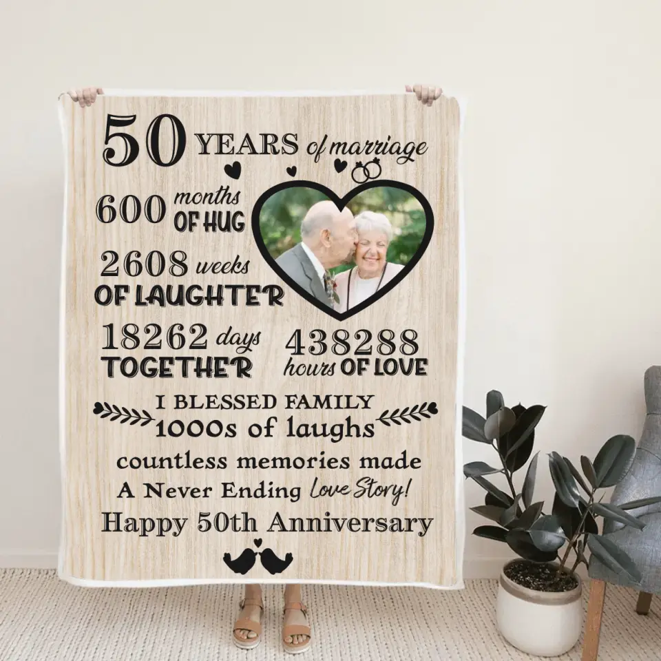 50 Years Anniversary - Personalized Blanket - Best 50th Anniversary Gifts - 208IHPTHBL005