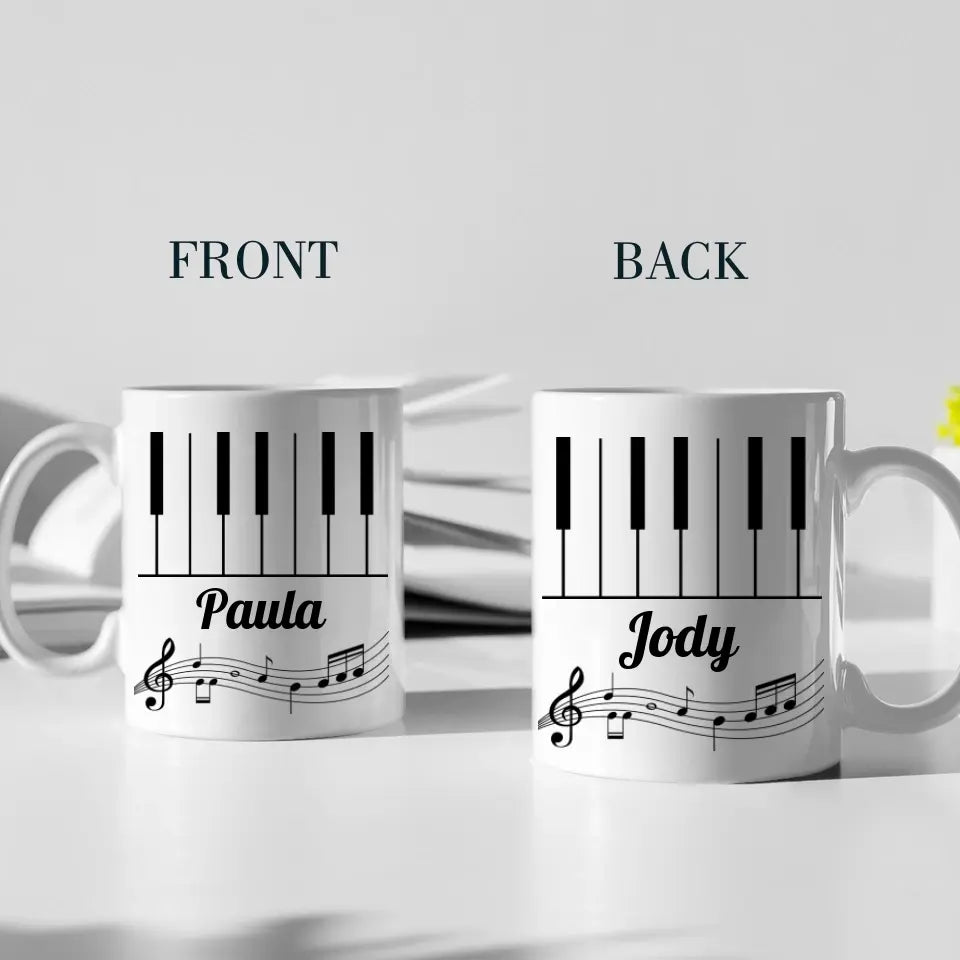 Set Piano Keyboard Music Lover Custom Name White Mug