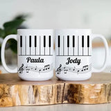 Set Piano Keyboard Music Lover Custom Name White Mug