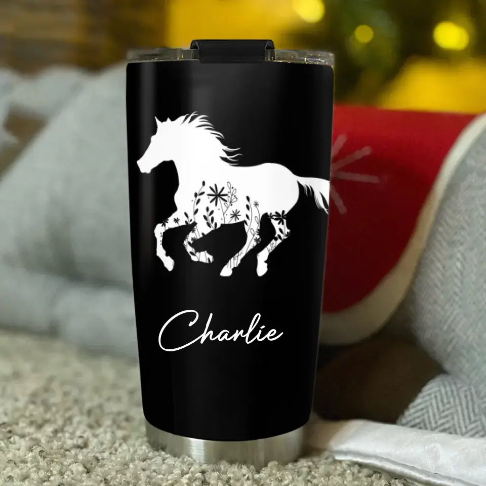 Floral Horse, 20oz Cowgirl Tumbler Stainless Steel Tumbler
