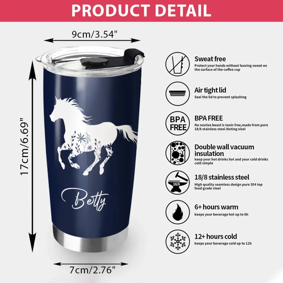 Floral Horse, 20oz Cowgirl Tumbler Stainless Steel Tumbler