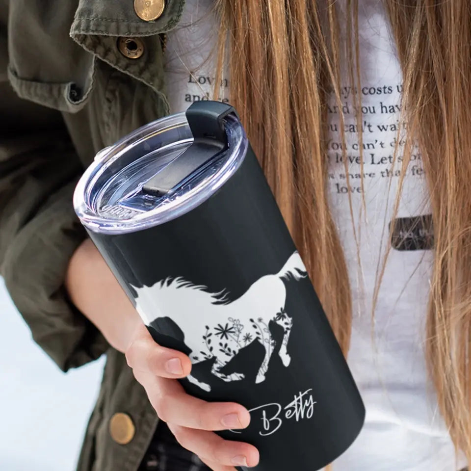 Floral Horse, 20oz Cowgirl Tumbler Stainless Steel Tumbler