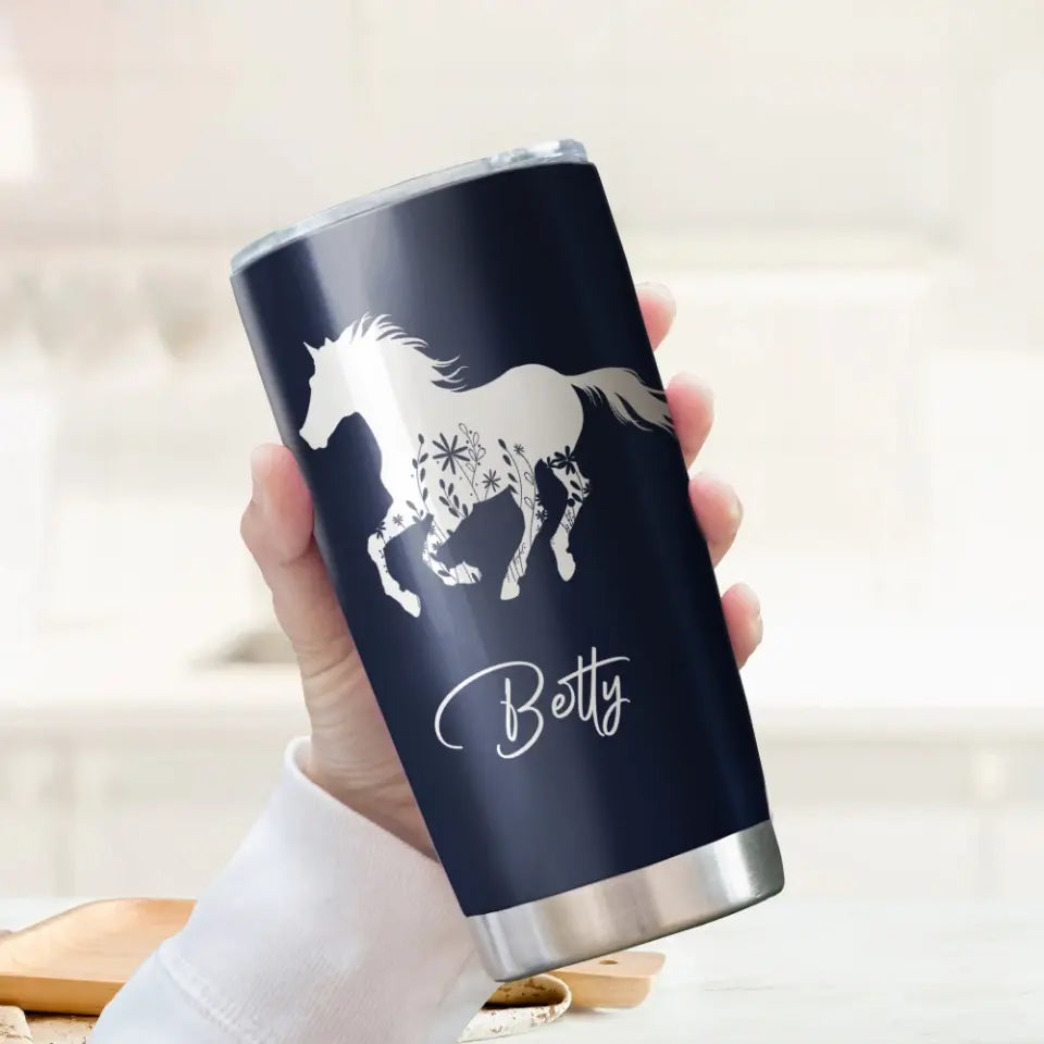 Floral Horse, 20oz Cowgirl Tumbler Stainless Steel Tumbler