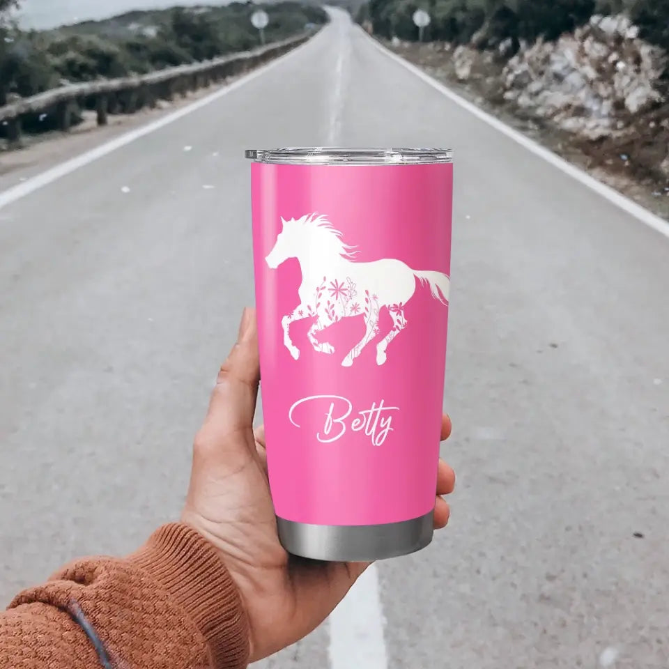 Floral Horse, 20oz Cowgirl Tumbler Stainless Steel Tumbler