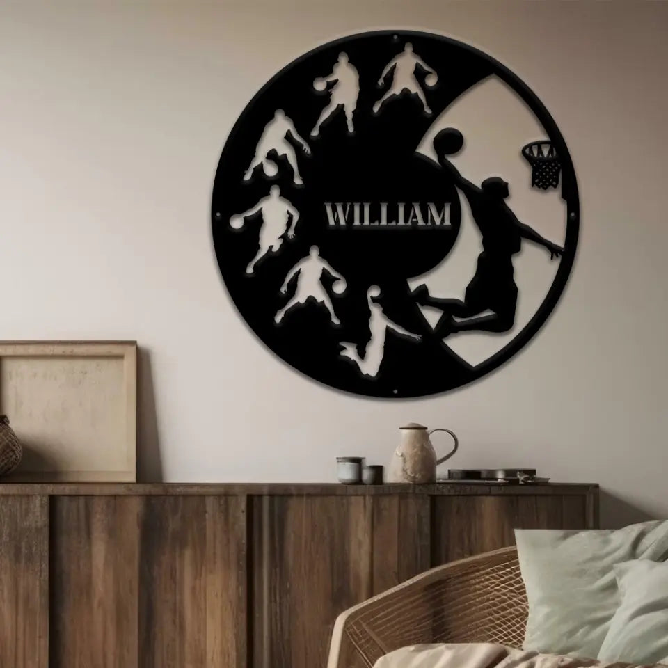 Custom Name - Personalized Cut Metal Sign - Gift For Basketball Lovers