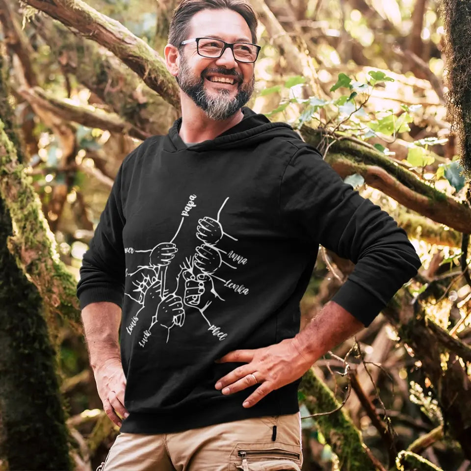 Hands Grandkids Papa - Personalized T-Shirt - Papa Shirts With Kids Names