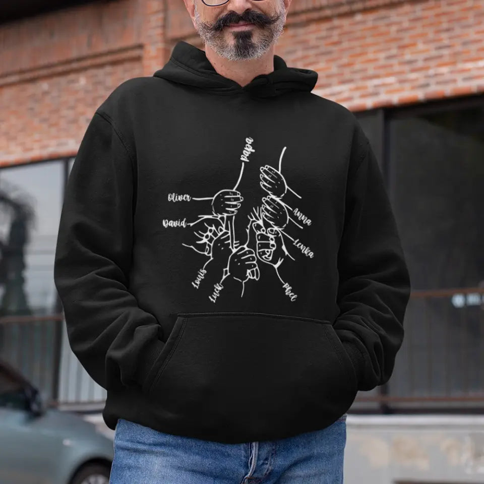 Hands Grandkids Papa - Personalized T-Shirt - Papa Shirts With Kids Names