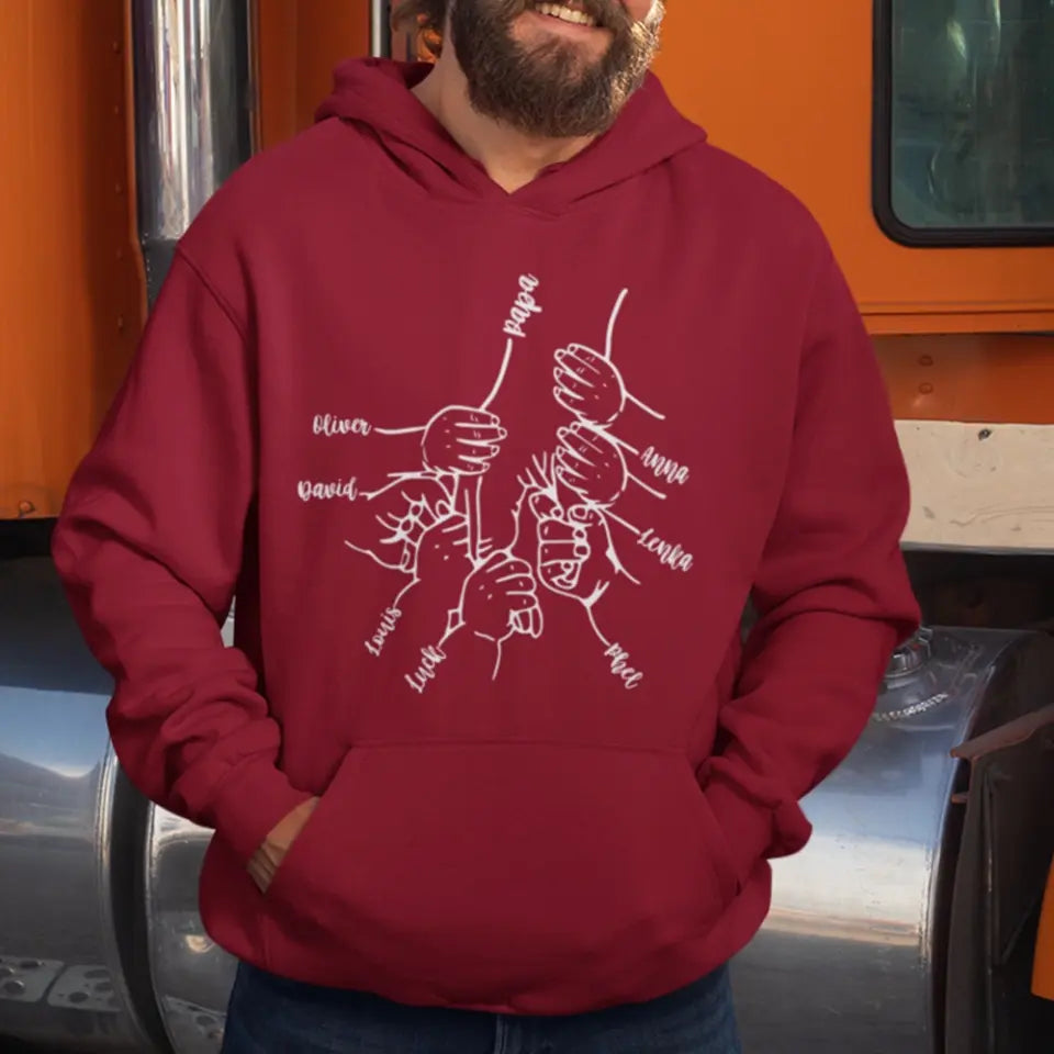 Hands Grandkids Papa - Personalized T-Shirt - Papa Shirts With Kids Names