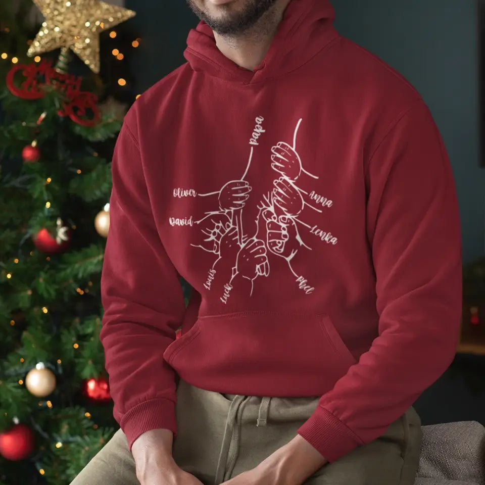 Hands Grandkids Papa - Personalized T-Shirt - Papa Shirts With Kids Names