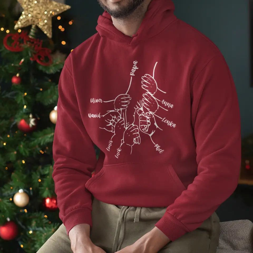 Hands Grandkids Papa - Personalized T-Shirt - Papa Shirts With Kids Names