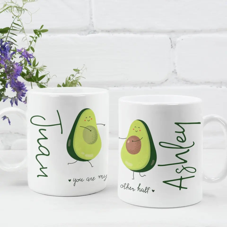 You Are My Other Half Advocado Couple Mugs - Personalized Mug - Best Funny Couple Gifts - 208IHPTHMU065