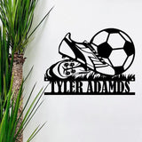 Soccer Stride Personalized Metal Ball and Shoe Sign