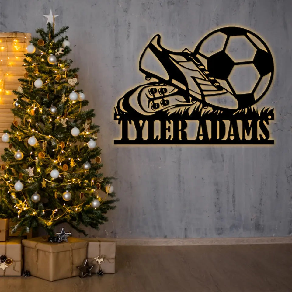 Soccer Stride Personalized Metal Ball and Shoe Sign