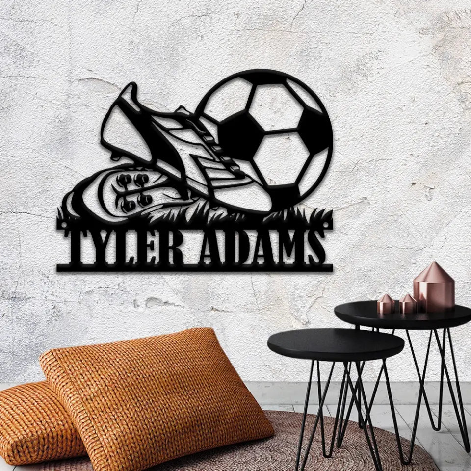 Soccer Stride Personalized Metal Ball and Shoe Sign